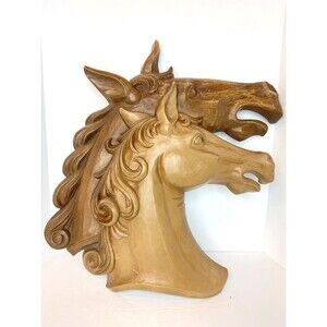 Vtg 1963 SYROCO INC. 19”molded plastic Horse Stallion Heads Wall Hanging plaque